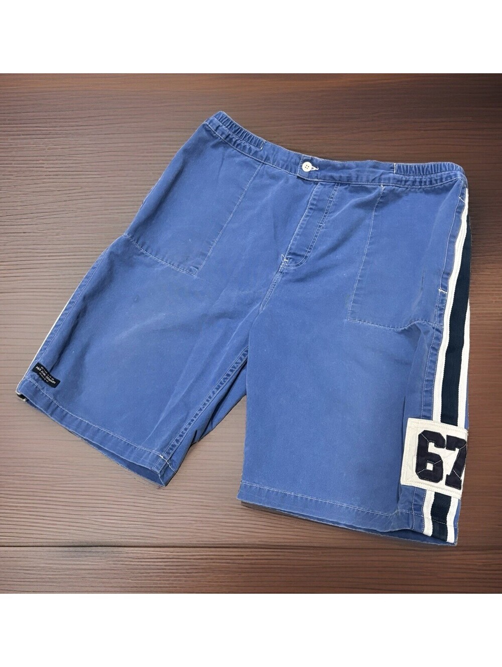 Vintage Polo Ralph Lauren Mens Bermuda Shorts 36 - 38 XL Navy Blue 67 Patch Logo